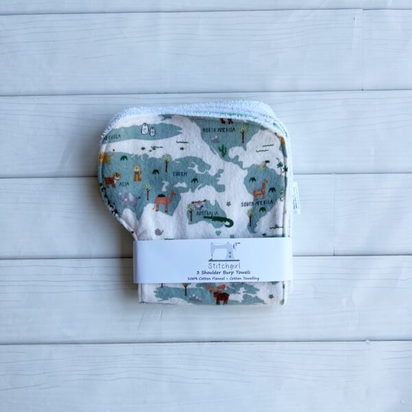 3 Shoulder Burp Towels - Our World - Image 2