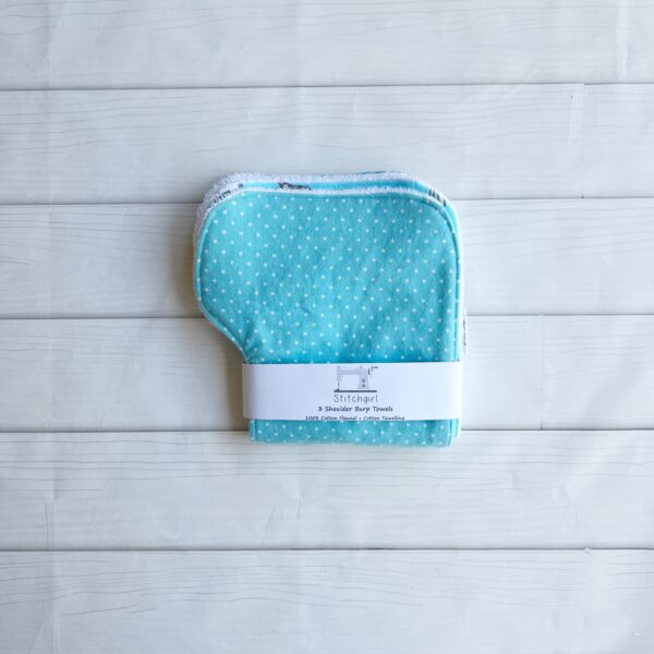 3 Shoulder Burp Towels - Blues - Image 2
