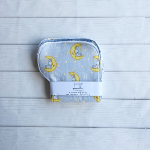 3 Shoulder Burp Towels - Bunny Moons - Image 2