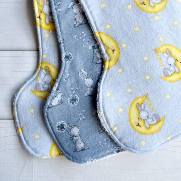 3 Shoulder Burp Towels - Bunny Moons - Image 3